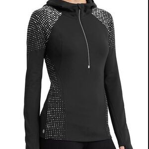 Athleta Running Wild Hoodie 2.0 Dot Top Black Size Small